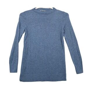 LOFT Women's Blue Mock Neck Long‎ Sleeve Knit Tunic Top Sweater Size S